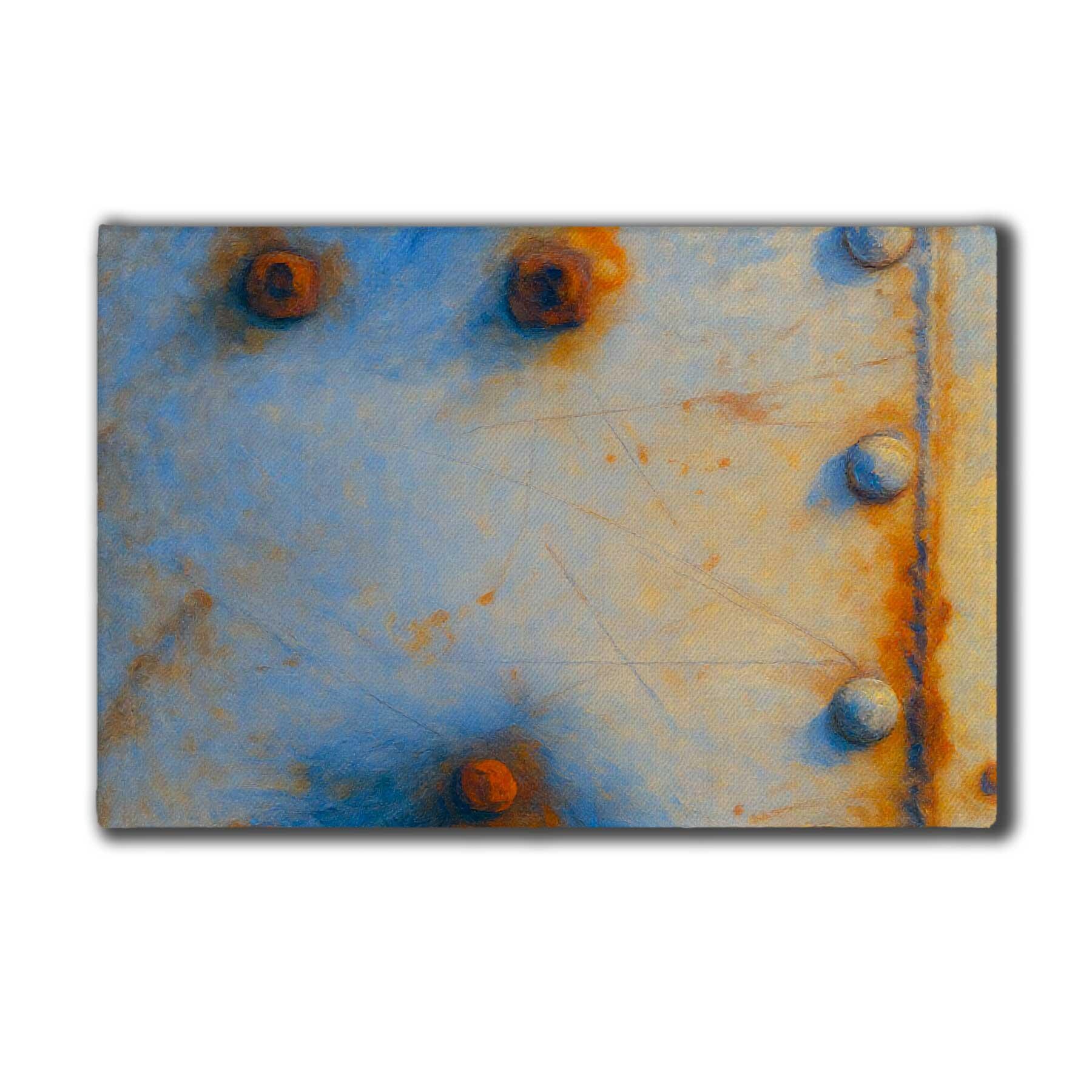 Rusty Rivets Paint/art Rusty Rivet Detail Canvas Print, Industrial Workshop Wall Art, Blue ...