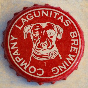 Lagunitas Brewing Company Beer Bottle Cap Canvas Print, Craft Beer Wall Art, IPA Brewery Decor, Man Cave Bar Artwork, Beer Lover Gift