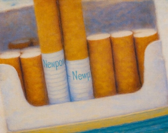 Newport Cigarette Canvas Print, Vintage Tobacco Pop Art, Menthol Cigarette Close Up Painting, Man Cave Bar Wall Decor