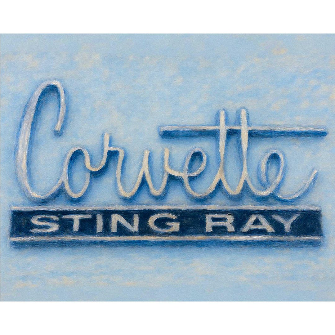 Corvette Sting Ray Canvas Print, Vintage Chevrolet Corvette Script Wall ...