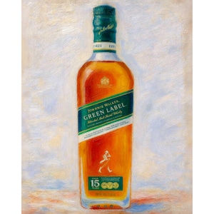 Johnnie Walker Green Label Canvas Print, Scotch Whisky Bottle Wall Art, Blended Malt Decor, Bar Cart Artwork, Man Cave Gift for Him image 1