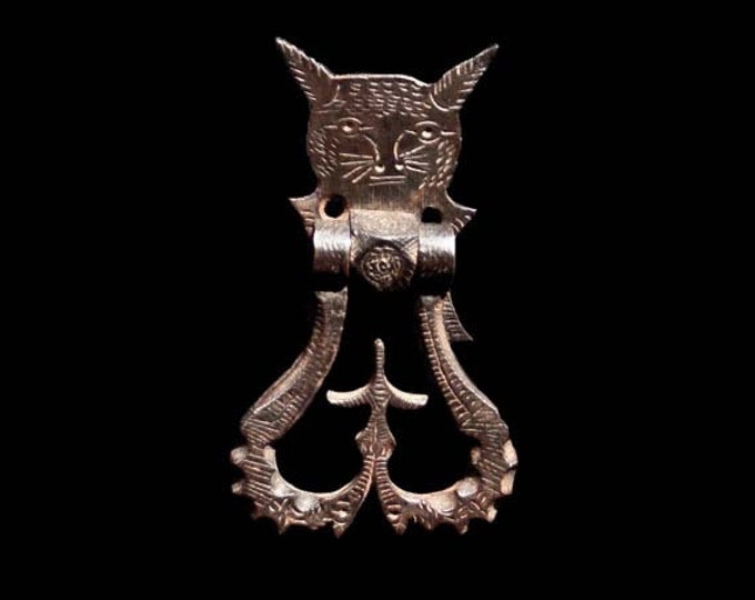 Antique CAT Door Knocker/rare/iron/serpent Tail/tudor Rose/medieval