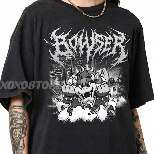 Bowser Metal Shirt, Super Mario Bros Metal Graphic Shirt, Death Metal Bowser Tee, Video Game Villian Shirt, Dark Aesthetic Gamer Tee