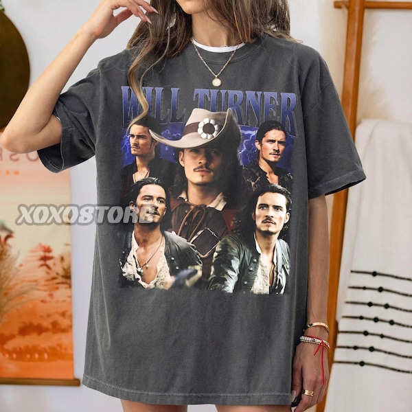 Will Turner Pirates Movie Graphic Tee, Orlando Bloom Vintage Style Shirt
