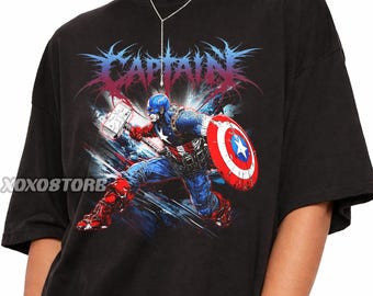 Captain America Graphic T-Shirt, Vintage Style Comic Apparel, Retro Streetwear Tee