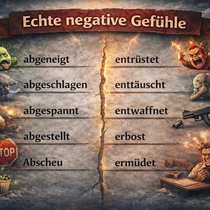 Excel list with 275 negative feelings, help to recognize and name feelings.