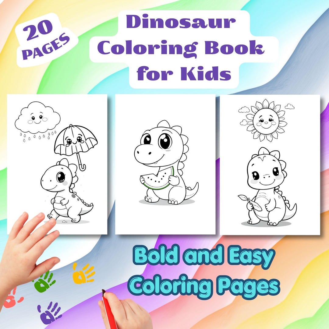 Dinosaur Coloring Book for Kids | Bold and Easy Pages (printable PDF ...