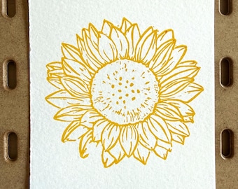 sunflower lino print