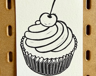 cupcake lino print