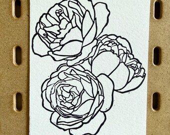 Grabado en linóleo de rosas