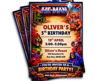 He-Man Geburtstagsfeier Einladung Vorlage (Digitaler Download)