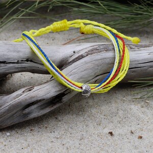 SUPPORT OUR TROOPS! 9-String Bracelet, Surfer Style, Hill Tribe Silver Bead, Waterproof, Sliding Knot Closure