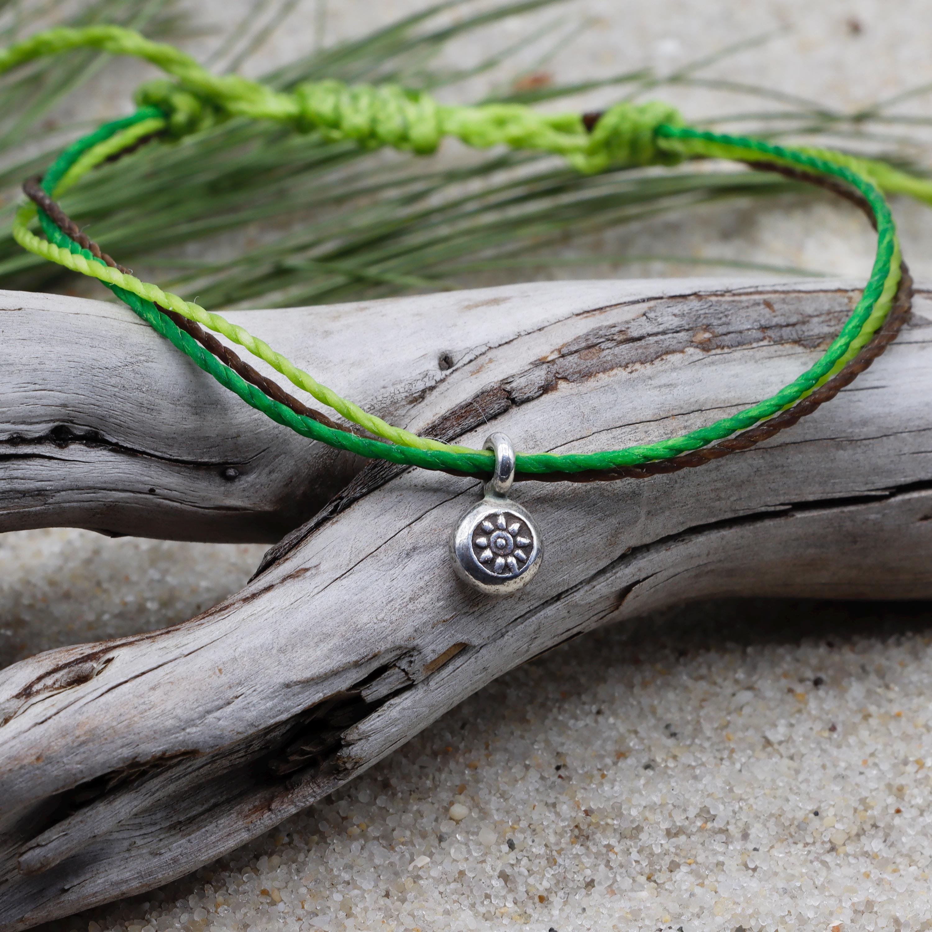 RAINFOREST 3-string Bracelet, Surfer Style, Hill Tribe Silver Bead ...