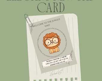 New Dad Card Printable | Welcome to the Jungle Dad | Lion Safari Baby Shower Card | Digital Download | Dad to Be Greeting Card