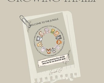 Welcome Baby Card Printable | Welcome to the Jungle Card | Safari Animals Baby Shower Card | Digital Download | New Baby Greeting Card