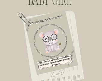 Baby Girl Baby Shower Card Pack of 10 | Safari Giraffe with Glasses | A Baby Girl  Is on the Way | Premium Coated Silk 5x7 Greeting Cards