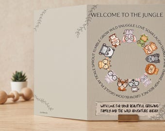 Printable Safari Baby Shower Card | Jungle Theme Greeting Card | 2 Designs | Instant Digital Download