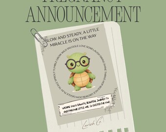 Pregnancy Card Printable | Slow and Steady Little Miracle | Turtle Baby Shower Card | Digital Download | Pregnancy Announcement Card