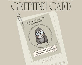 Sibling Card Printable | Your Family Just Got Mightier | Gorilla Baby Shower Card | Big Brother Sister Card | Digital Download Card