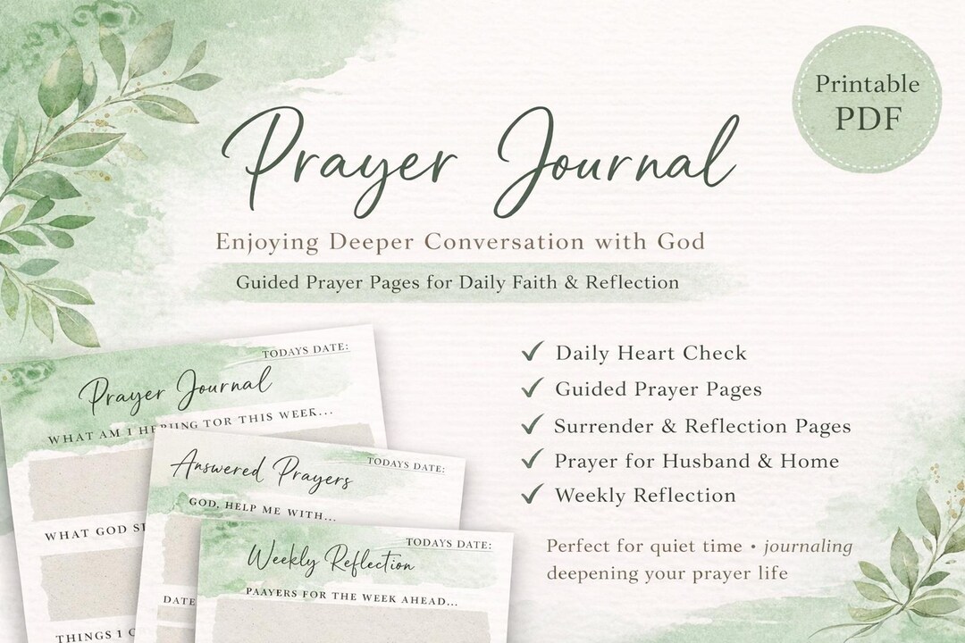 Christian Prayer Journal Printable | Guided Faith Reflection Pages (PDF ...