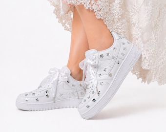 Zapatillas de novia hechas a mano con diseño de estrella, zapatos de boda personalizados para la novia, detalle de cinta blanca, regalo para damas de honor.