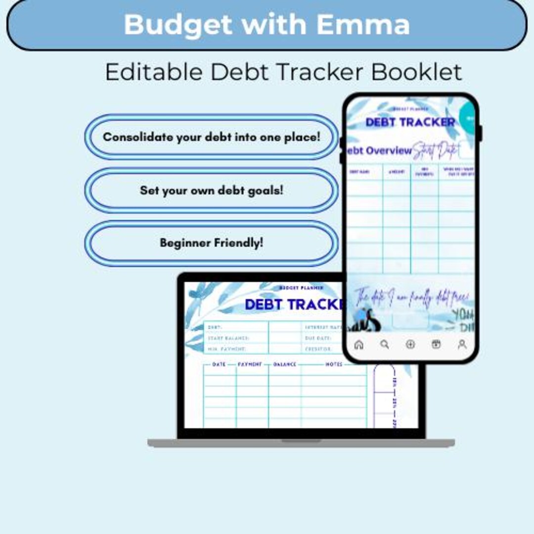 Digital Debt Tracker Booklet | Editable on Canva | Payoff Snowball ...