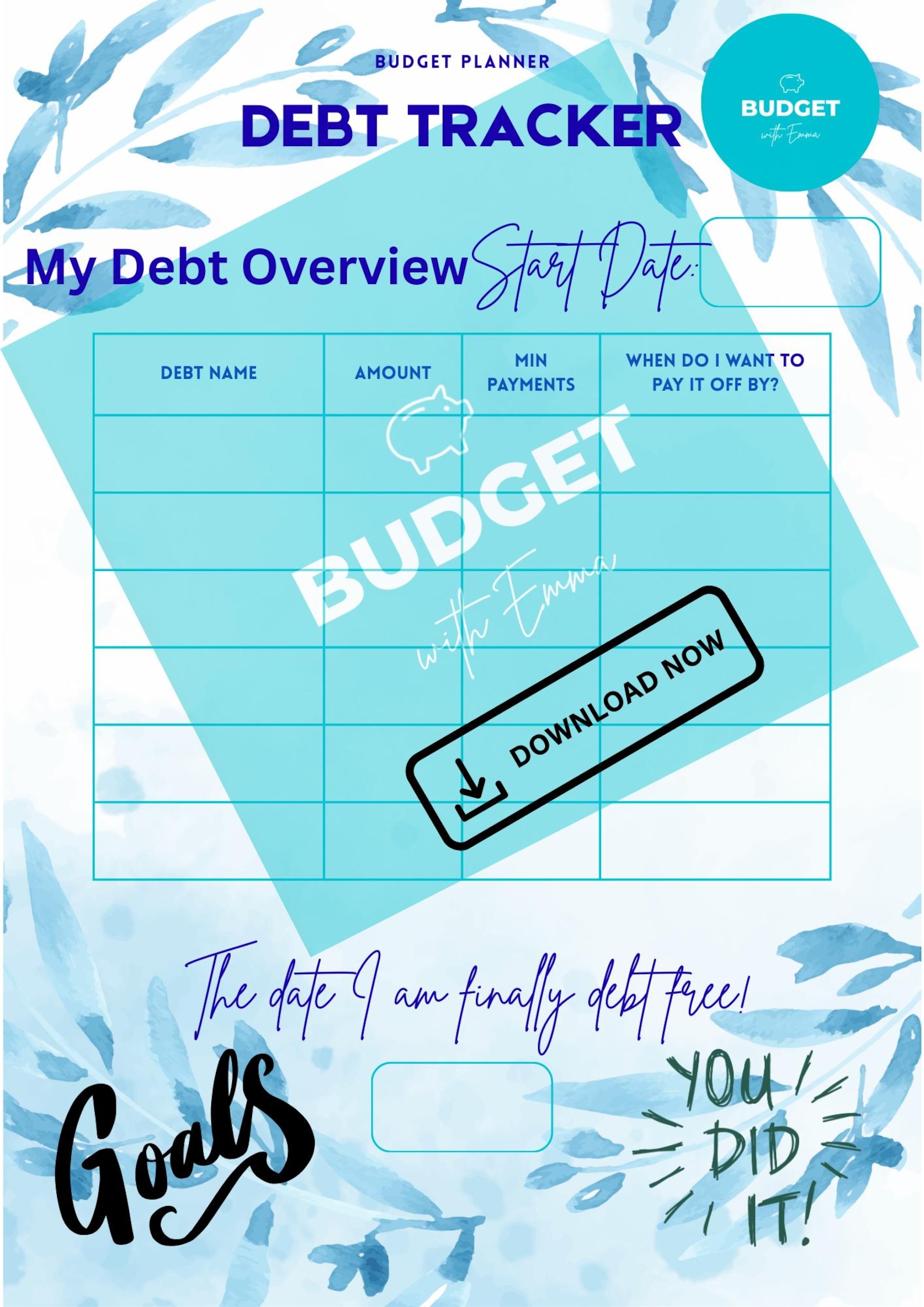 Digital Debt Tracker Booklet | Editable on Canva | Payoff Snowball ...