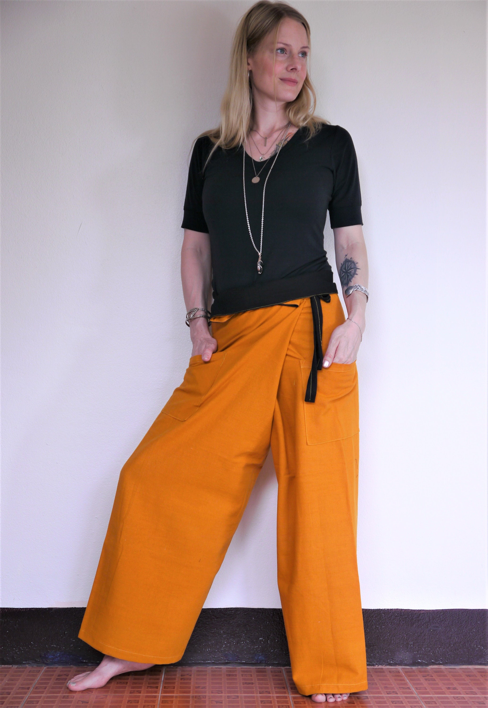 Fisherman pants Thai fisherman pants Ochre. Thai pants Etsy