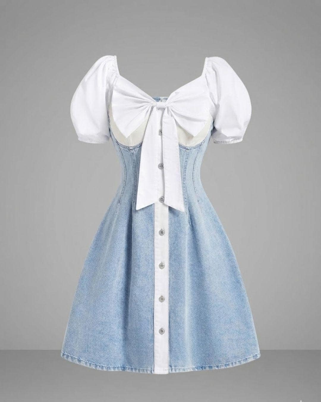 blue dress with bow on front Aqua & Mint Floral Patchwork Ruffle Dress