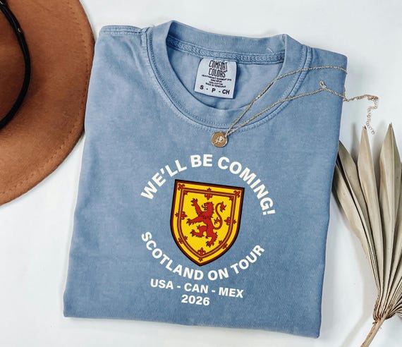 Scotland 2026 Tour Shirt, Tartan Army Soccer Tee, Rampant Lion Top