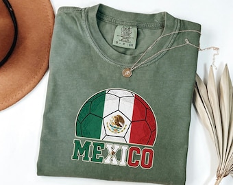 Mexico Soccer T-Shirt, Comfort Colors Distressed Football Tee, Latino Pride Apparel