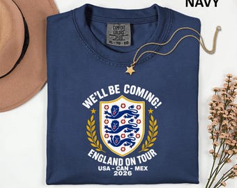 England 2026 Tour Shirt, Three Lions Crest Tee, USA CAN MEX Fan Apparel