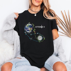 Artemis II Mission Shirt, SLS Rocket Graphic Tee, Lunar Flight Path Apparel