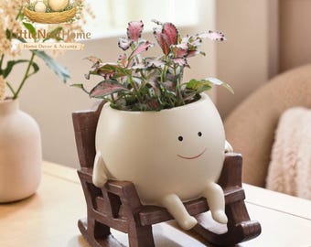 Söt ansiktsväxtkruka | Suckulentkruka i harts | Tecknad blomkruka | Kawaii växtkruka | Liten inomhusplantering | Skrivbordsdekoration, present