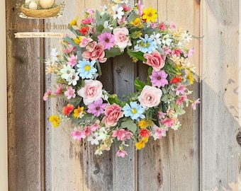 Summer Daisy Flower Wreath 40cm | Easter Door Wreath | Artificial Floral Wreath | Front Door Decor | Wedding Party Garland