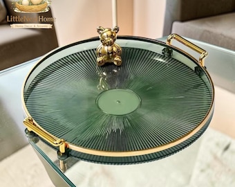 Round Serving Tray with Handles Nordic Vanity Tray Decorative Tray Coffee Table Living Room Decor