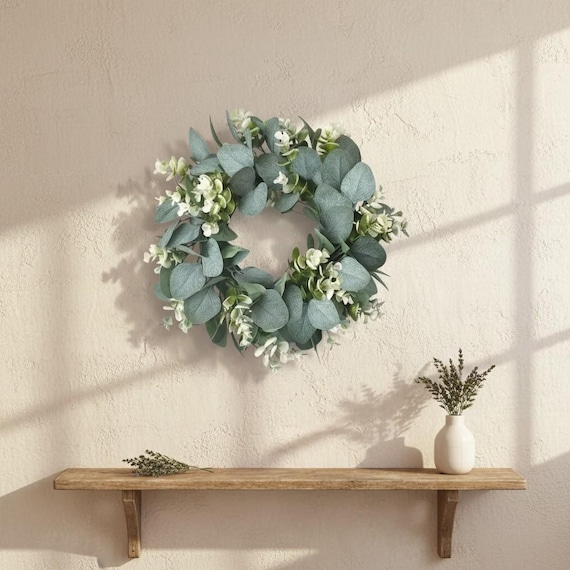 Eucalyptus Wreath Front Door Decor Greenery Wreath Artificial Spring Wreath Farmhouse Door Hanging Home Decor