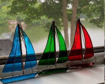 Stained Glass Nautical Sailboat | Boating | Sailing | Suncatcher