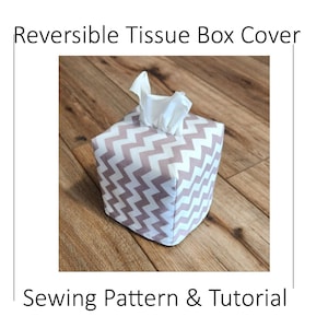 Reversible Tissue Box Cover Sewing Pattern – PDF Download | Easy Fabric Cover Fits Most Square Boxes | DIY Home Decor Pattern
