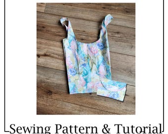Fold Up Grocery Bag Sewing Pattern: Reusable Tote PDF (Beginner Easy Project