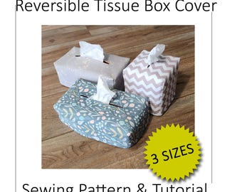 Naaipatroon omkeerbare hoes tissuedoos | 3 maten – pdf-download | Patroon DIY-huisdecoratie