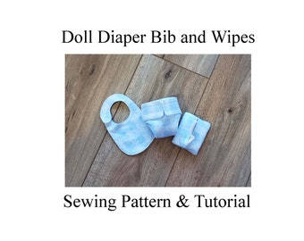 Doll Bib, Diaper & Wipes Sewing Pattern: Beginner DIY 12" Doll Accessories (PDF)