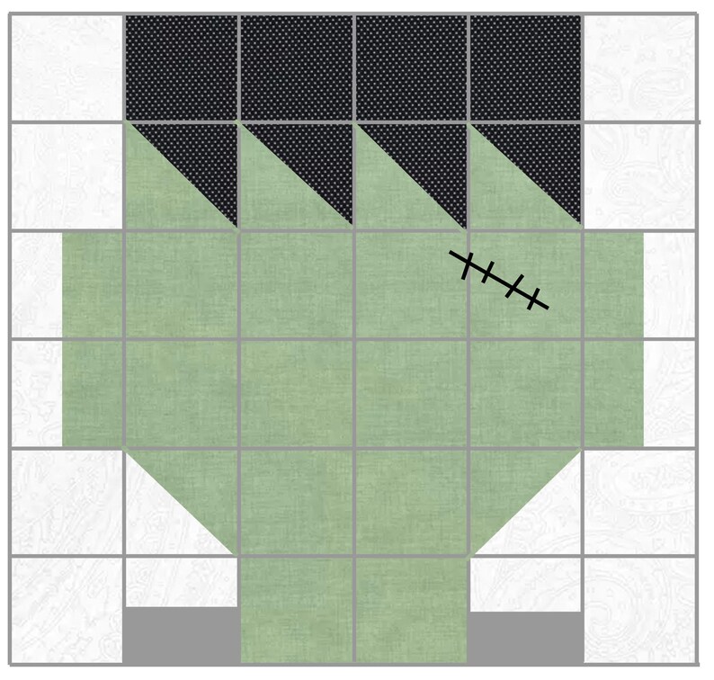 Frankenstein Quilt Block Pattern: Halloween Sewing Project (PDF ...