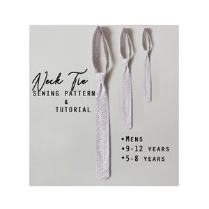 Neck tie sewing pattern Multiple Sizes
