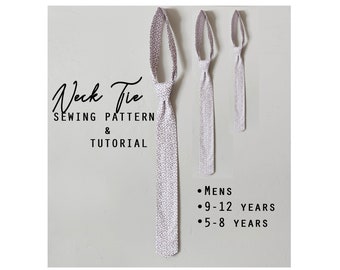 Neck tie sewing pattern Multiple Sizes