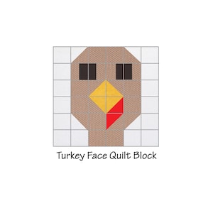 Turkey Quilt Block Pattern – Thanksgiving Turkey Head PDF – 6&quot;, 9&quot;, 12&quot;, 18&quot;, 24&quot; Sizes – Easy Quilt Block – Instant Download