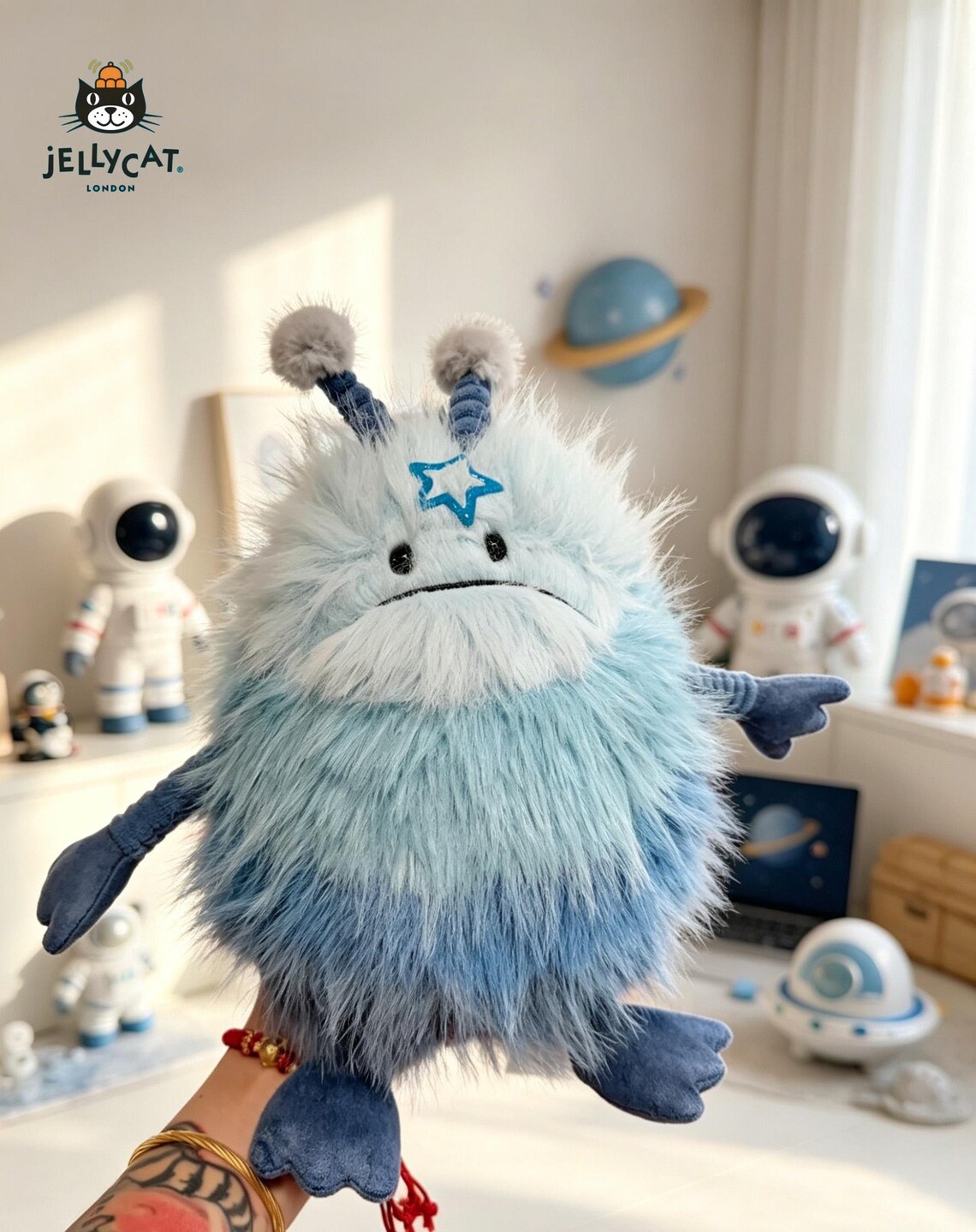 Jellycat Style Alien Monster Plush Toy – Fluffy Long Fur, Space Theme ...