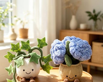 Jellycat Amuseable Plant Pot Plush Toy, Ivy/Hydrangea, Cute Stuffed Plant Decor