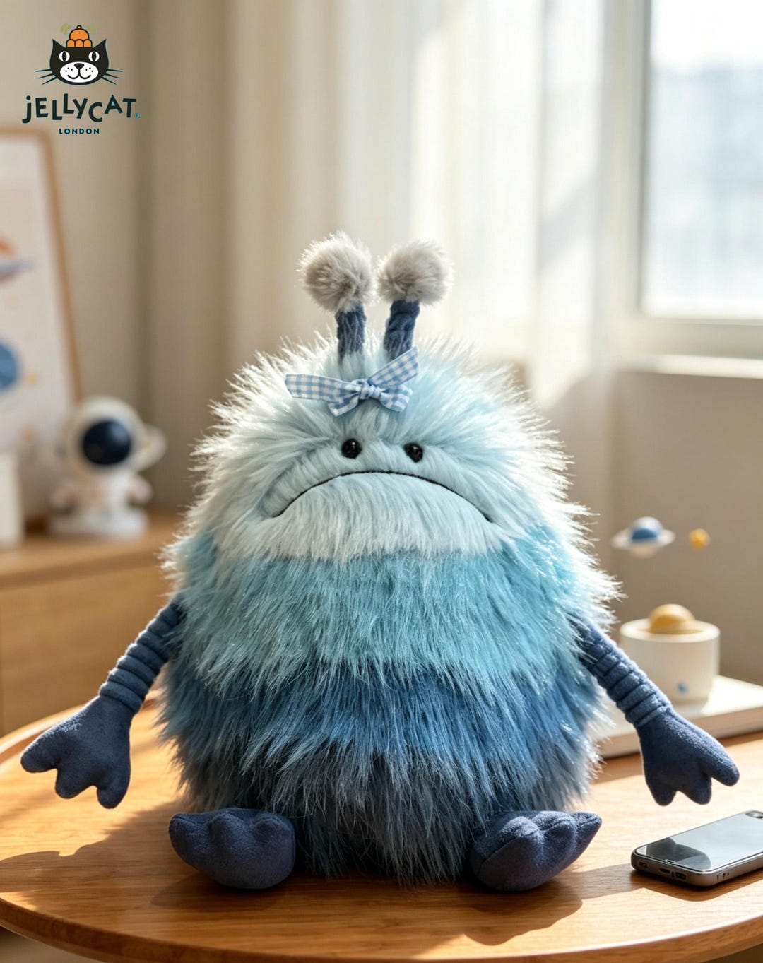 Jellycat Style Alien Monster Plush Toy – Fluffy Long Fur, Space Theme ...