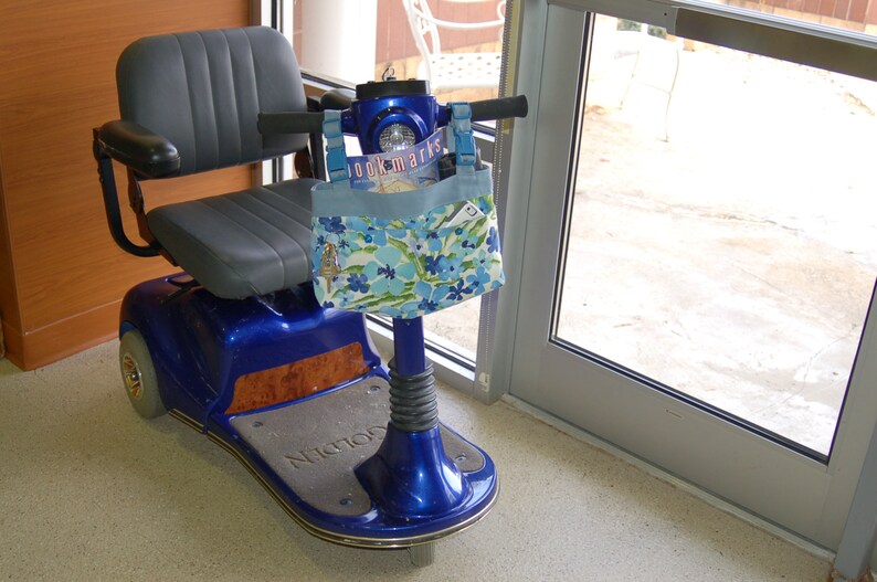 walker organizer powerchair bag wheelchair purse wheel chair accessory: Deep purple bag with fun polka dotted lining.